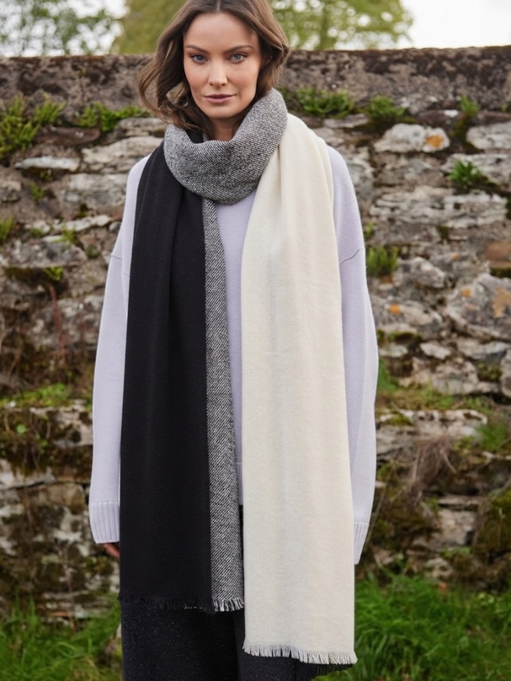 Roots Alexia Reversible Wrap Reversible Color Block Wrap in Black & White NWT